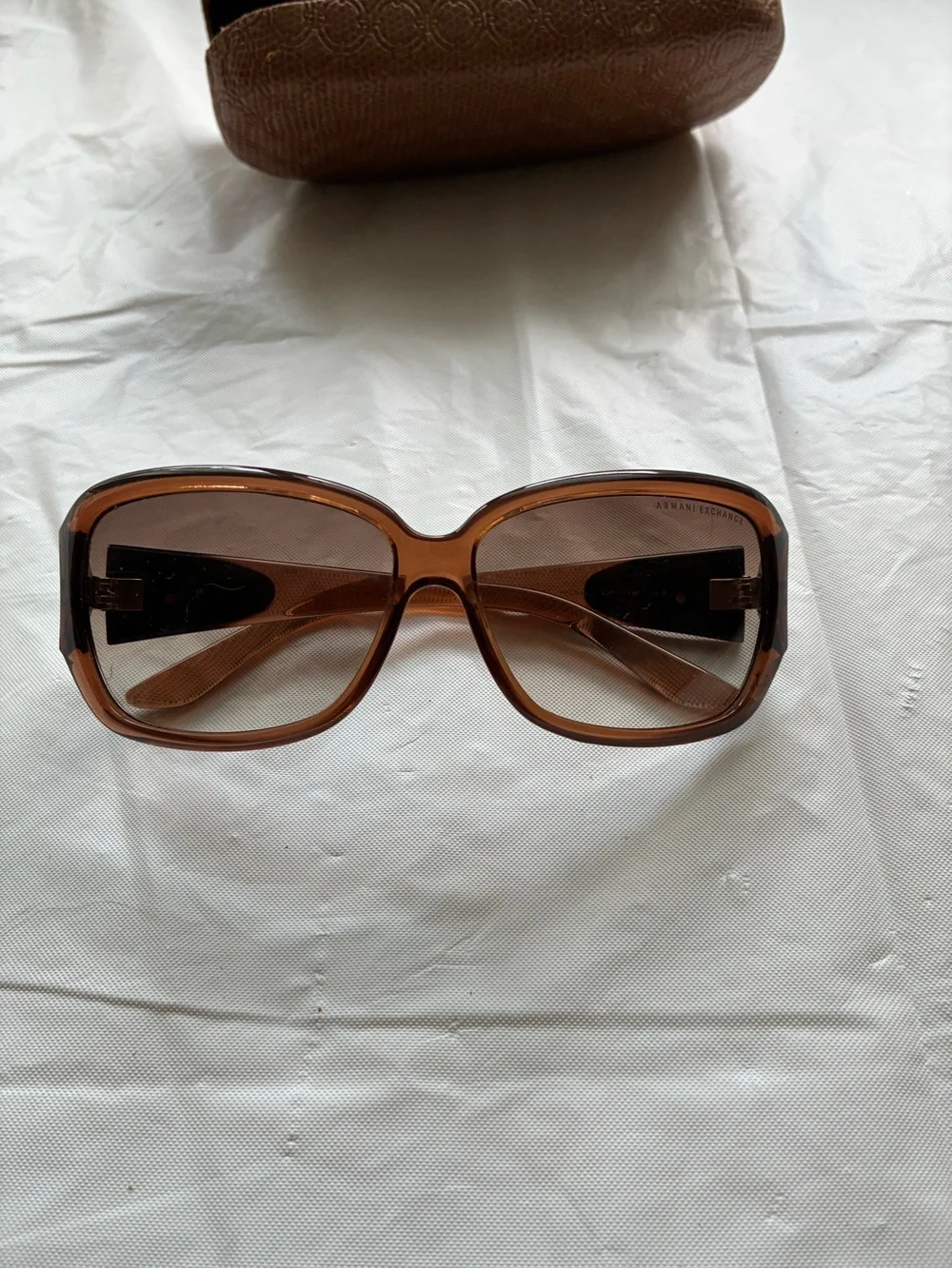 Armani Exchange Brown Oversized Square Sunglasses